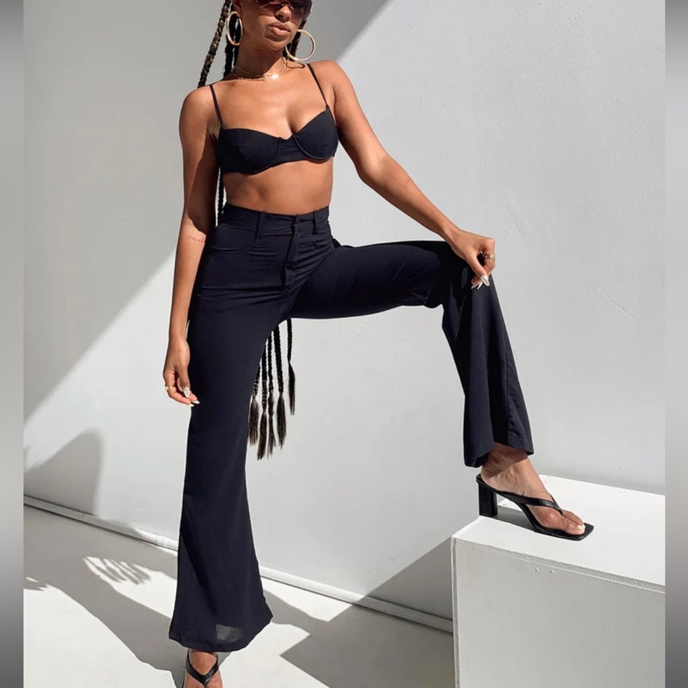 Black two piece pants set - going out set